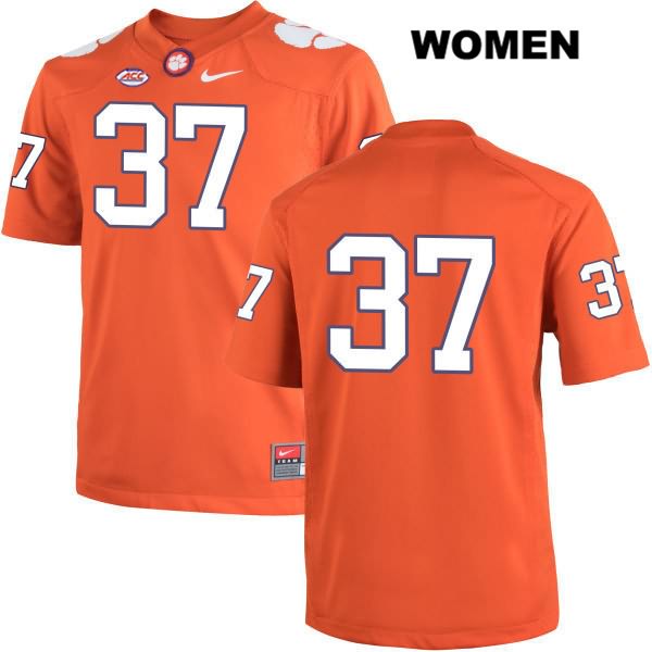Women's Clemson Tigers #37 Austin Jackson Stitched Orange Authentic Nike No Name NCAA College Football Jersey VFT2146GP